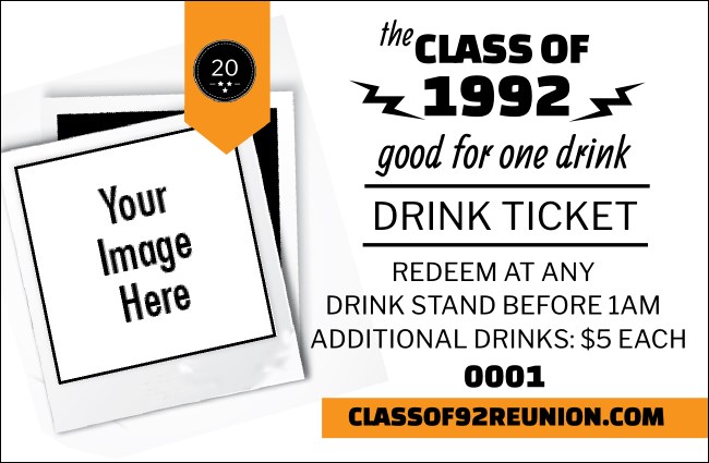 Class Reunion Mascot Orange Drink Ticket Product Front