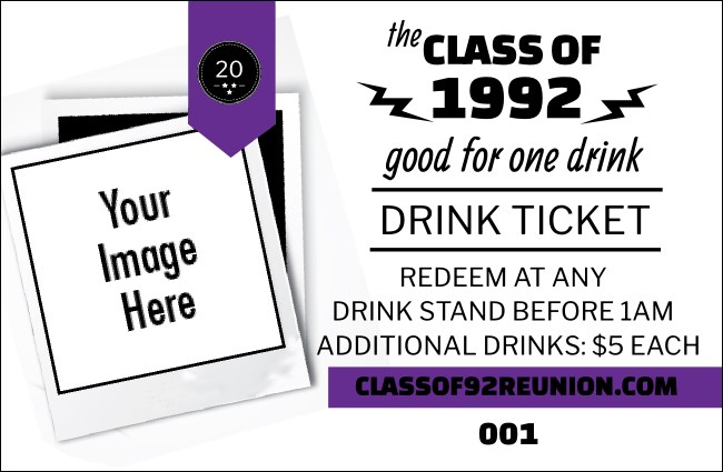 Class Reunion Mascot Purple Drink Ticket Product Front