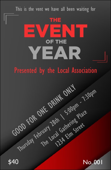 Red and Silver Drink Ticket Product Front