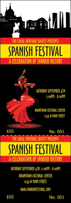 Spanish Festival Event Ticket Product Front