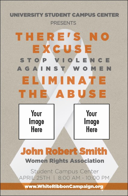 White Ribbon VIP Event Badge Small Product Front