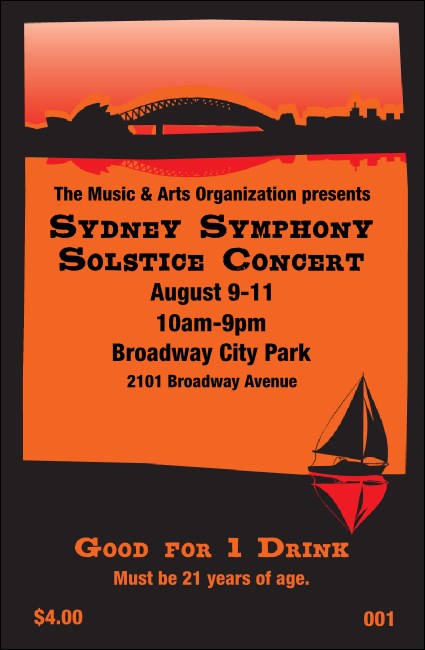 Sydney Drink Ticket (Orange) Product Front