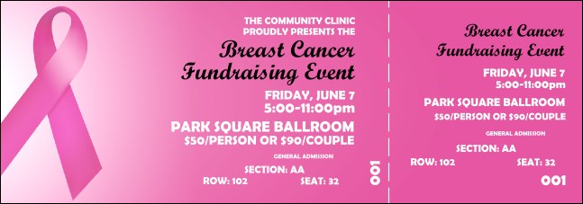 Pink Ribbon Reserved Event Ticket Product Front