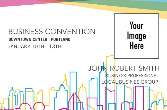 All Purpose Colorful Skyline Outline Economy Event Badge Product Front