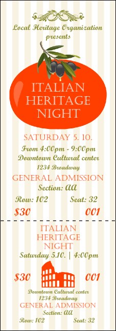 Tuscany Reserved Event Ticket Product Front