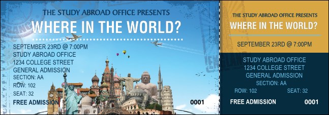World Travel Reserved Event Ticket Product Front