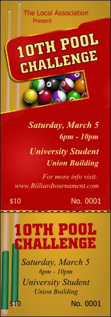 Pool Challenge Event Ticket Product Front