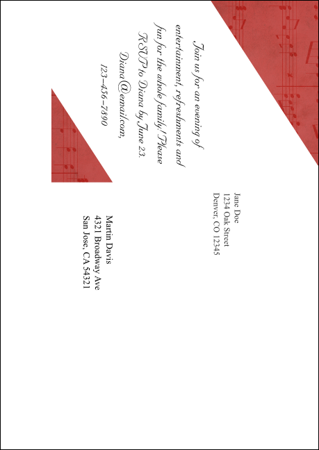 Choral Postcard Mailer Product Back