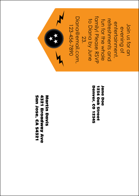 Class Reunion Mascot Orange Postcard Mailer Product Back