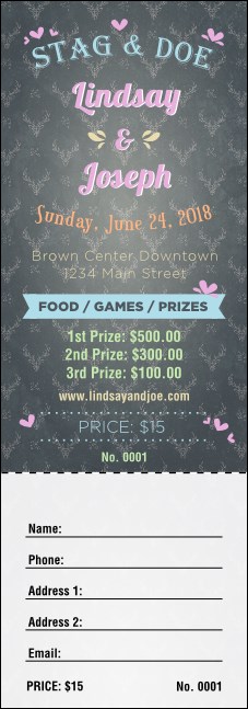 Stag and Doe Pattern Raffle Ticket Product Front