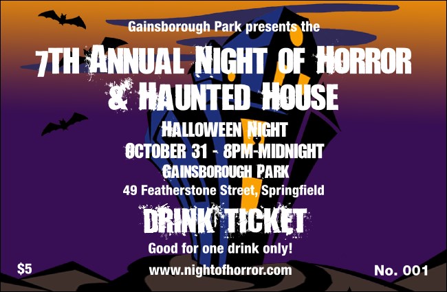 Haunted House Colored Drink Ticket