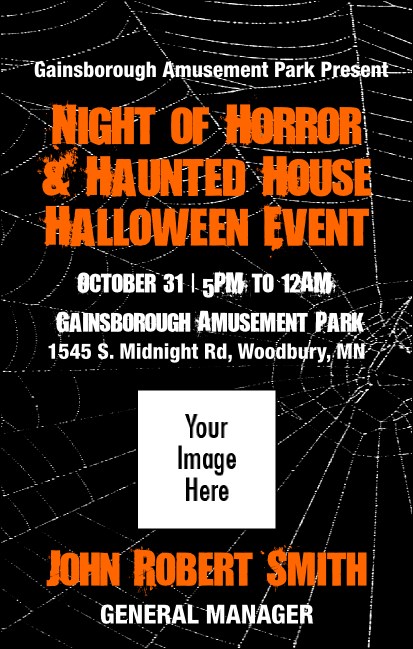 Spider Web VIP Event Badge Medium Orange Black