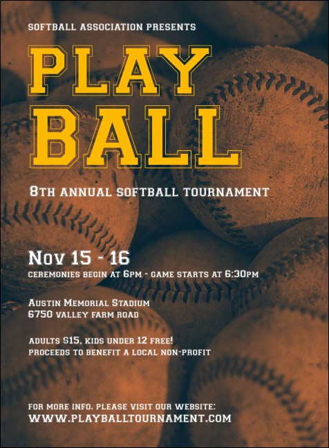 Softball Brown Invitation Product Front