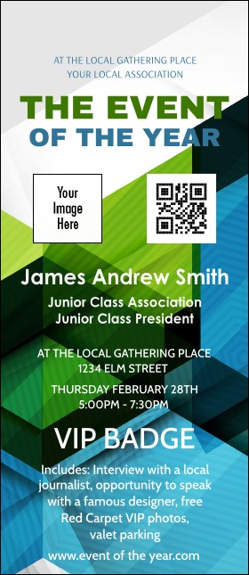 All Purpose Hex VIP Event Badge Large