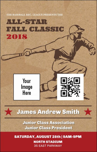 All-Star Retro Baseball VIP Event Badge Medium Product Front