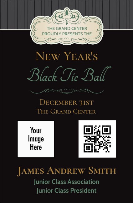 Classic Black Pinstripe VIP Event Badge Small