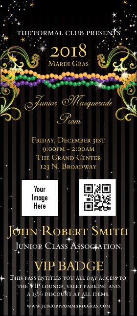 Mardi Gras Prom VIP Event Badge Large VIP Event Badge Large