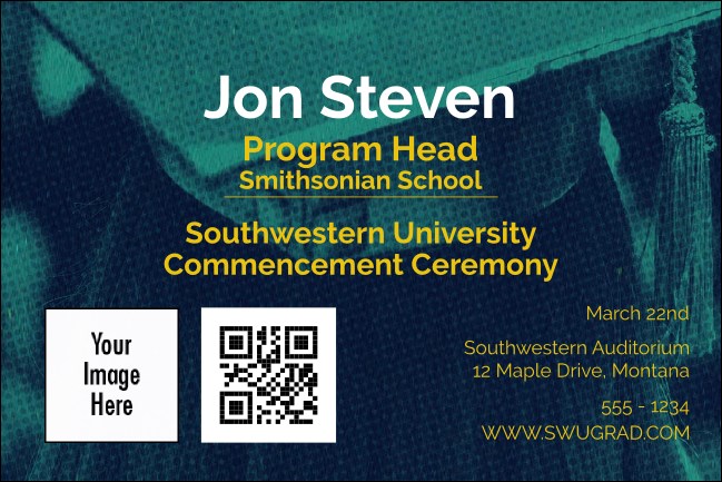 Graduation - Blue and Yellow Economy Event Badge Economy Event Badge Product Front