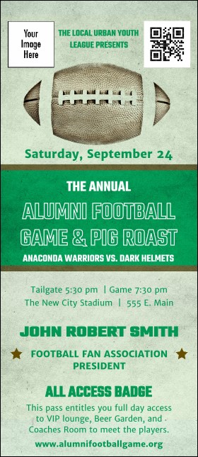 Football Green VIP Event Badge Large