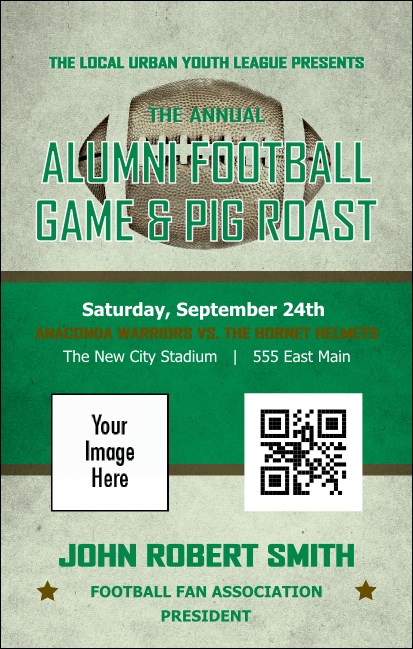 Football Green VIP Event Badge Medium Product Front