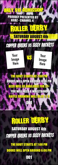 Roller Derby Pink Leopard Event Ticket Product Front