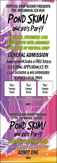 Snowboarding Event Ticket Product Front