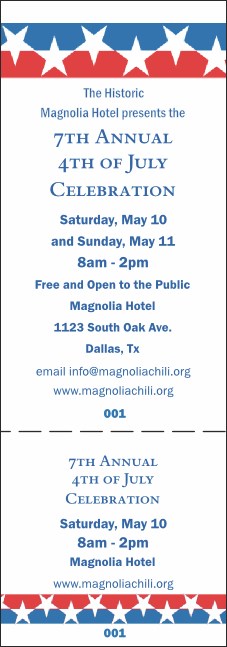 Stars and Stripes Ticket 002 Product Front