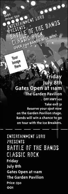 Rock Concert BW Event Ticket Product Front