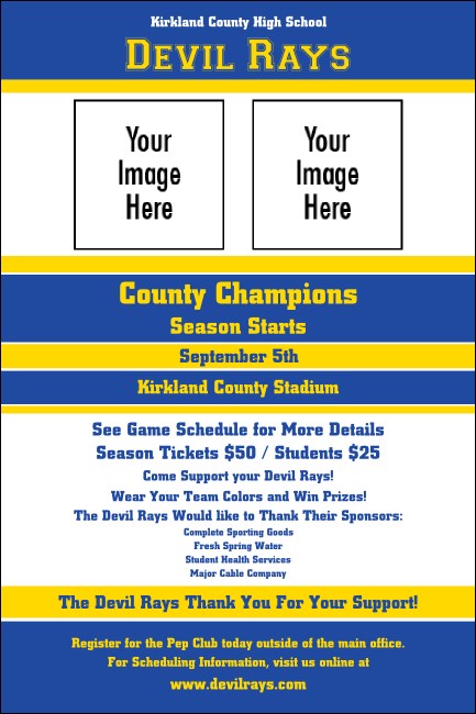 Sports Poster 002 in Blue and Yellow Product Front
