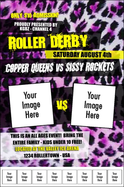 Roller Derby Pink Leopard Logo Poster Product Front
