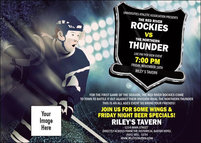 Hockey Badge Blue Postcard Product Front