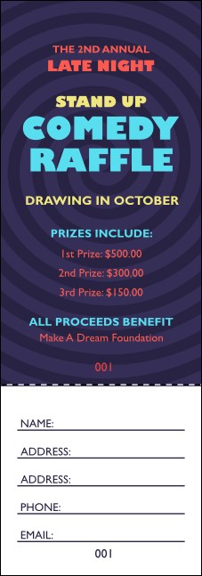 Comedy Spirals Raffle Ticket Product Front