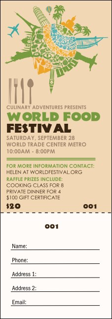Food Festival Raffle Ticket Product Front