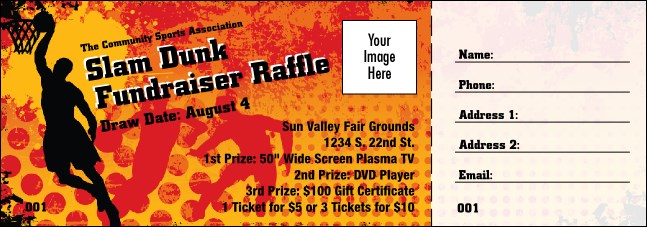 Basketball Dunk Raffle Ticket Product Front