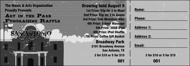San Antonio Raffle Ticket (Black and white)