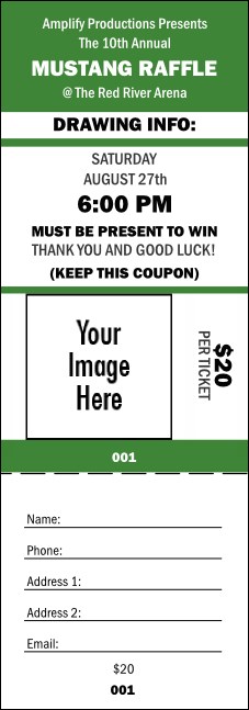 Your Image Raffle Ticket 001 (Green) Product Front
