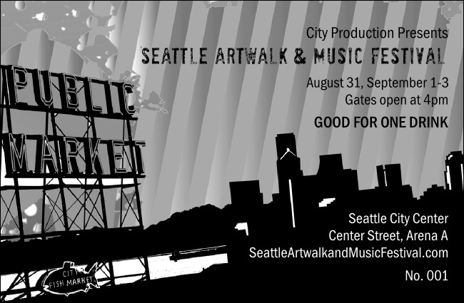 Seattle Drink Ticket (Black and White)