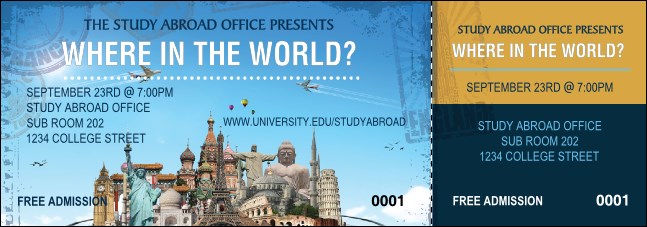 World Travel Event Ticket Product Front