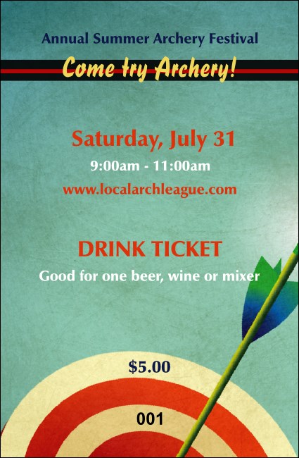Archery Drink Ticket Product Front