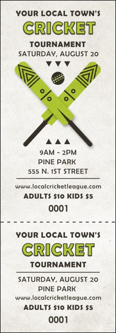 Cricket Event Ticket Product Front