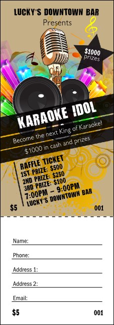 Karaoke Raffle Ticket Product Front