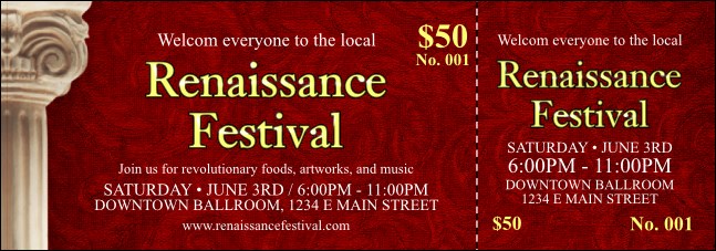 Renaissance Event Ticket Product Front
