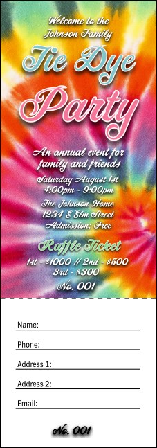 Tie Dye Raffle Ticket Product Front